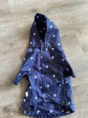 NWT GAP Navy Blue Polka Dot Dog Raincoat w/ detachable hoodie